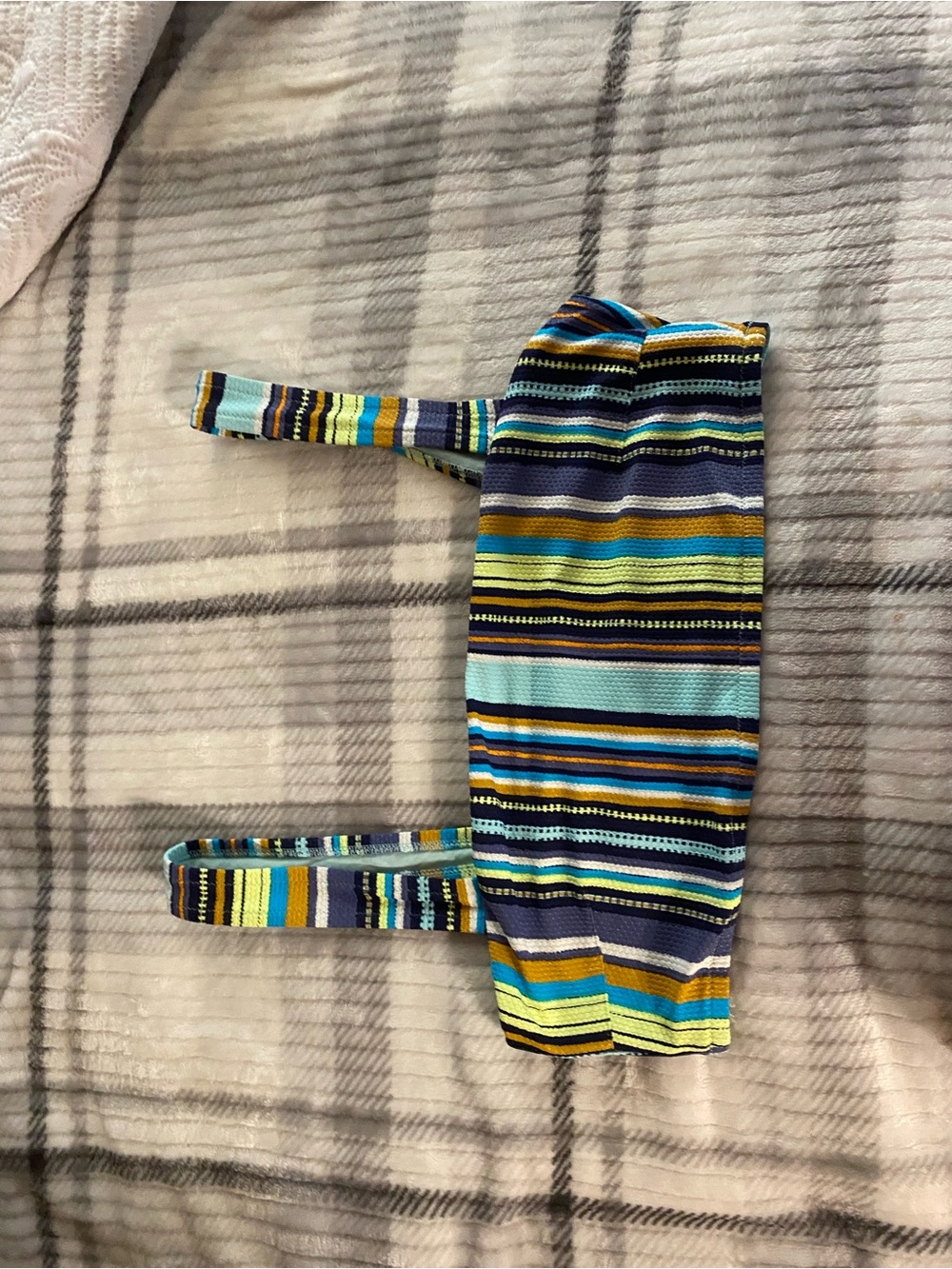 aerie Striped Bandeau Bikini Top - Blue, Yellow & Black